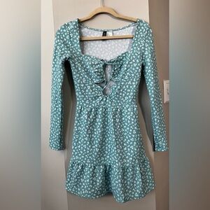 Floral Teal Long Sleeve Dress